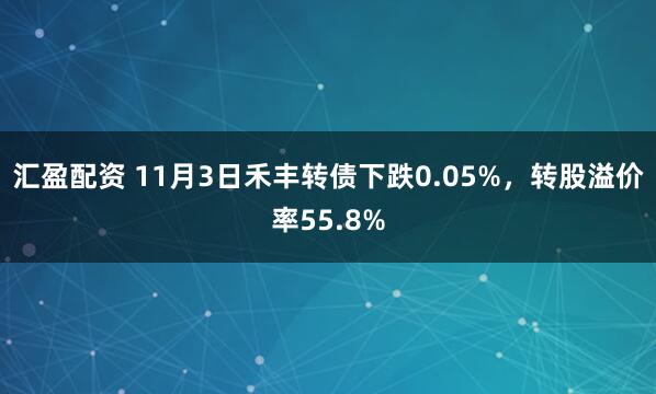 汇盈配资 11月3日禾丰转债下跌0.05%，转股溢价率55.8%